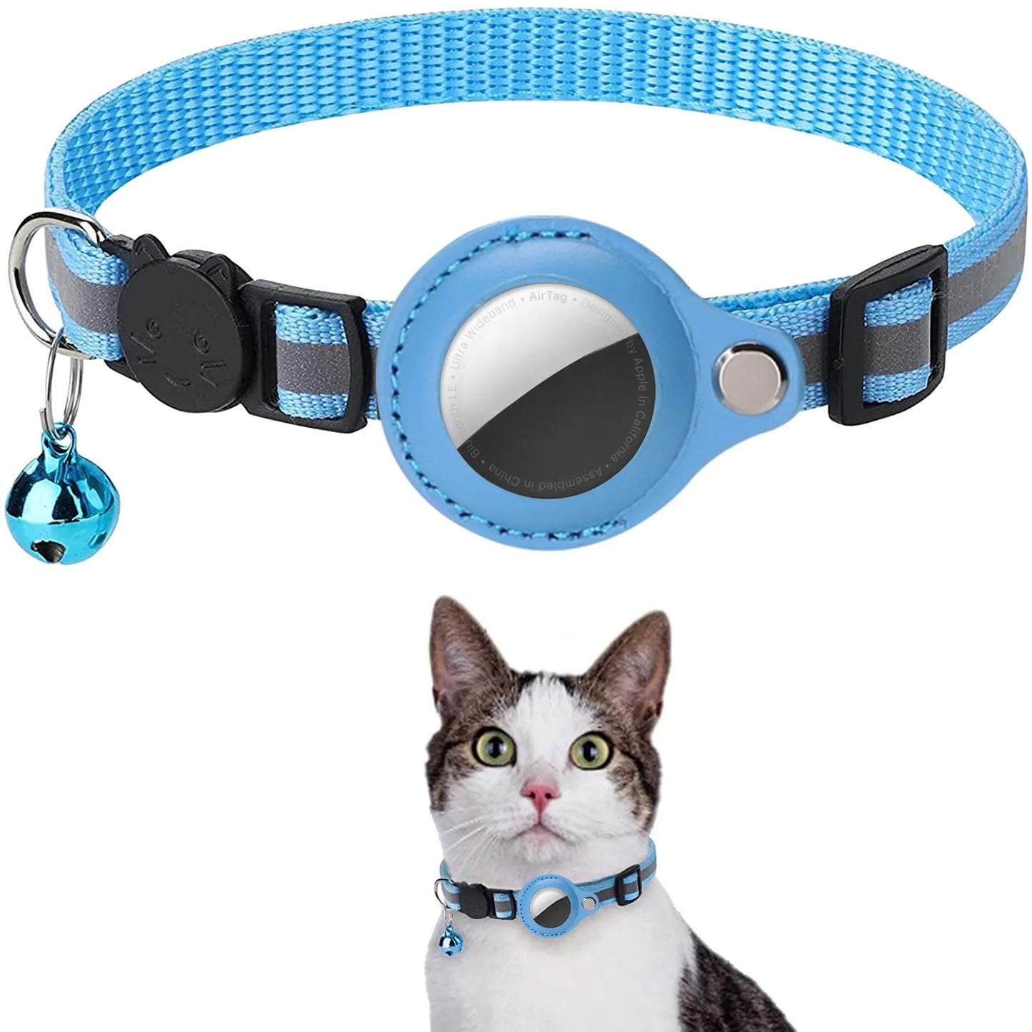 Revolutionary Cat AirTag Holder Collar - Breakaway Safety, Reflective Strips & Waterproof Design for Ultimate Pet Tracking!