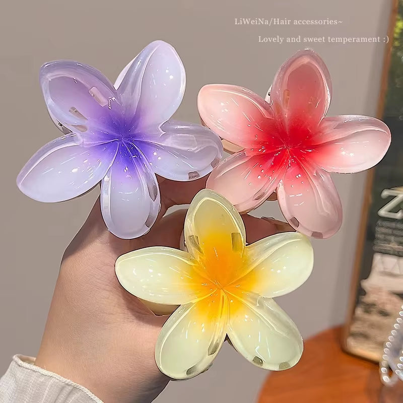 Elevate Your Style with Our New Hawaiian Gradient Flower Hair Clips - Perfect for Beach Vacations!
