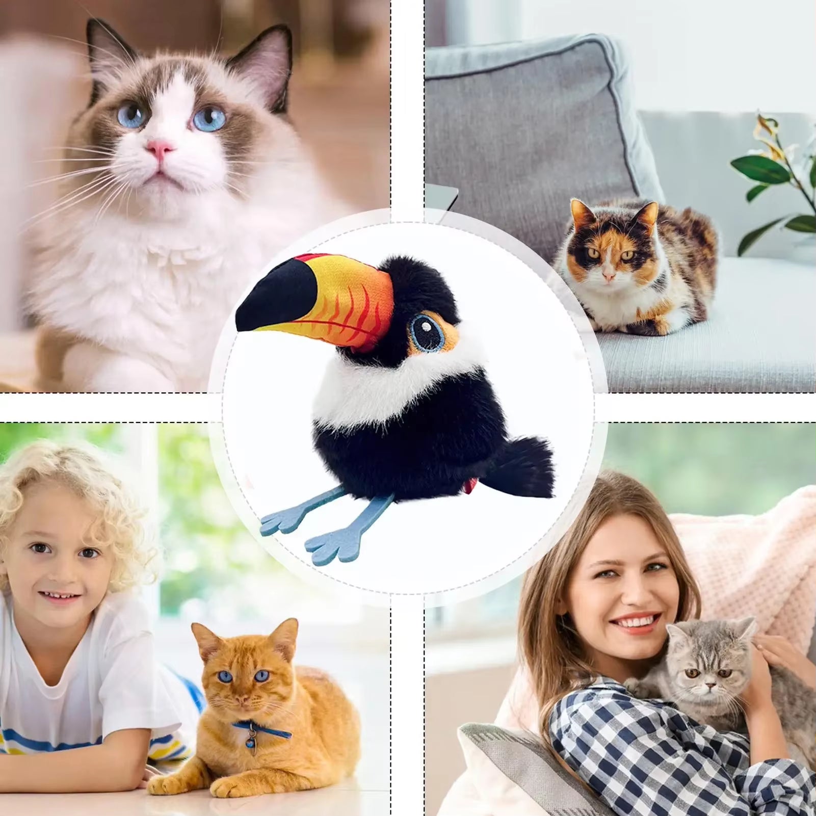 Exciting Interactive Flapping Bird Cat Toy - USB Rechargeable Plush for Indoor Kittens