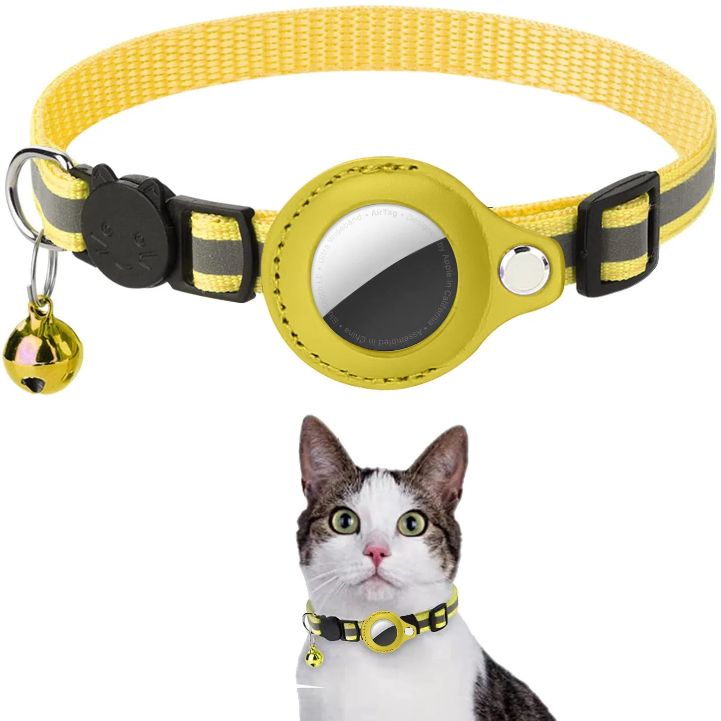 Revolutionary Cat AirTag Holder Collar - Breakaway Safety, Reflective Strips & Waterproof Design for Ultimate Pet Tracking!