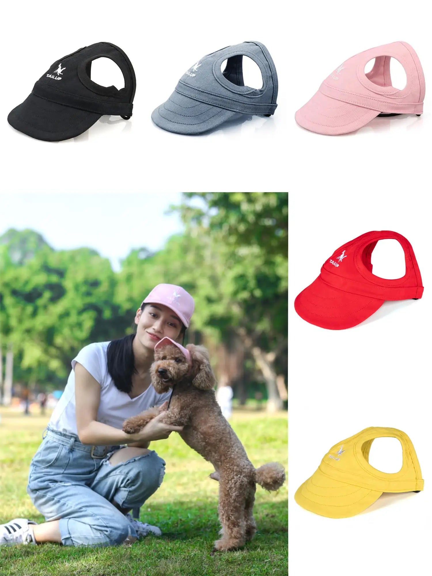 Stylish Adjustable Baseball Hat for Dogs - Perfect Sun Protection with Ear Holes for Outdoor Adventures