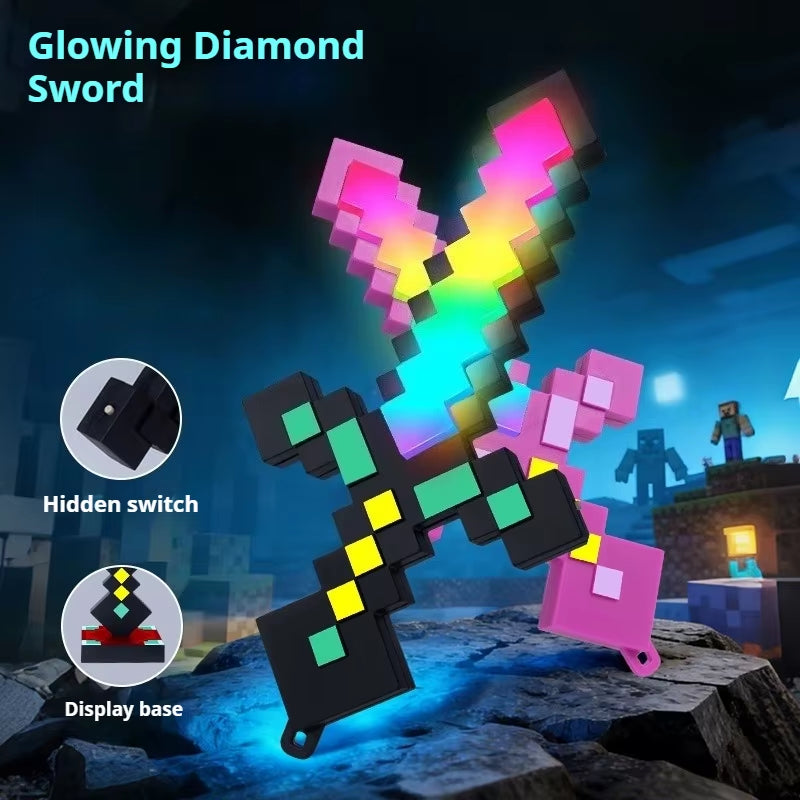 Illuminate Your Style with the Luminous Diamond Sword Key Chain - A Two-in-One Nightlight and Toy Gift!