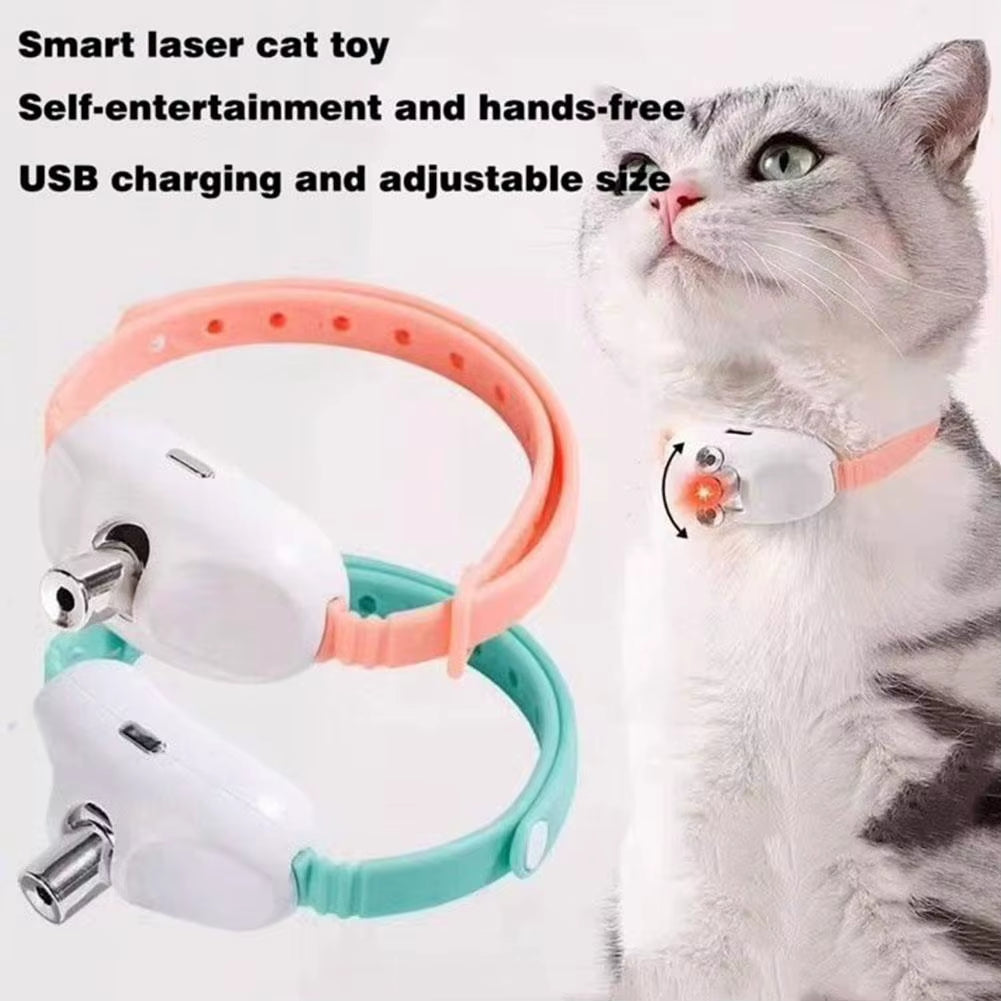 Interactive Rechargeable Laser Cat Collar - Auto Teasing Toy for Happy, Stress-Free Kittens