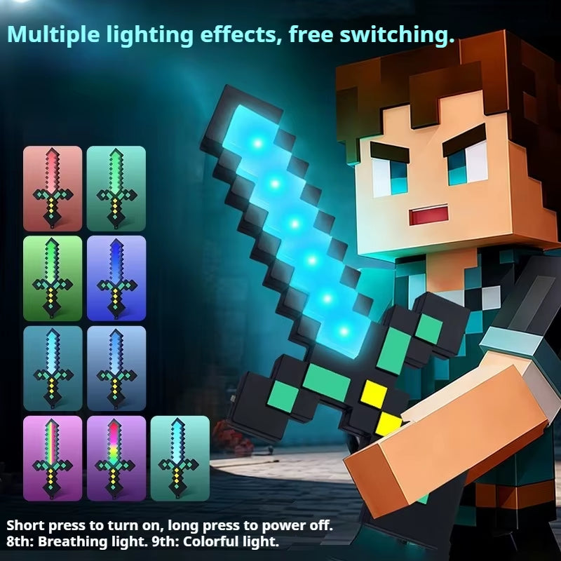 Illuminate Your Style with the Luminous Diamond Sword Key Chain - A Two-in-One Nightlight and Toy Gift!