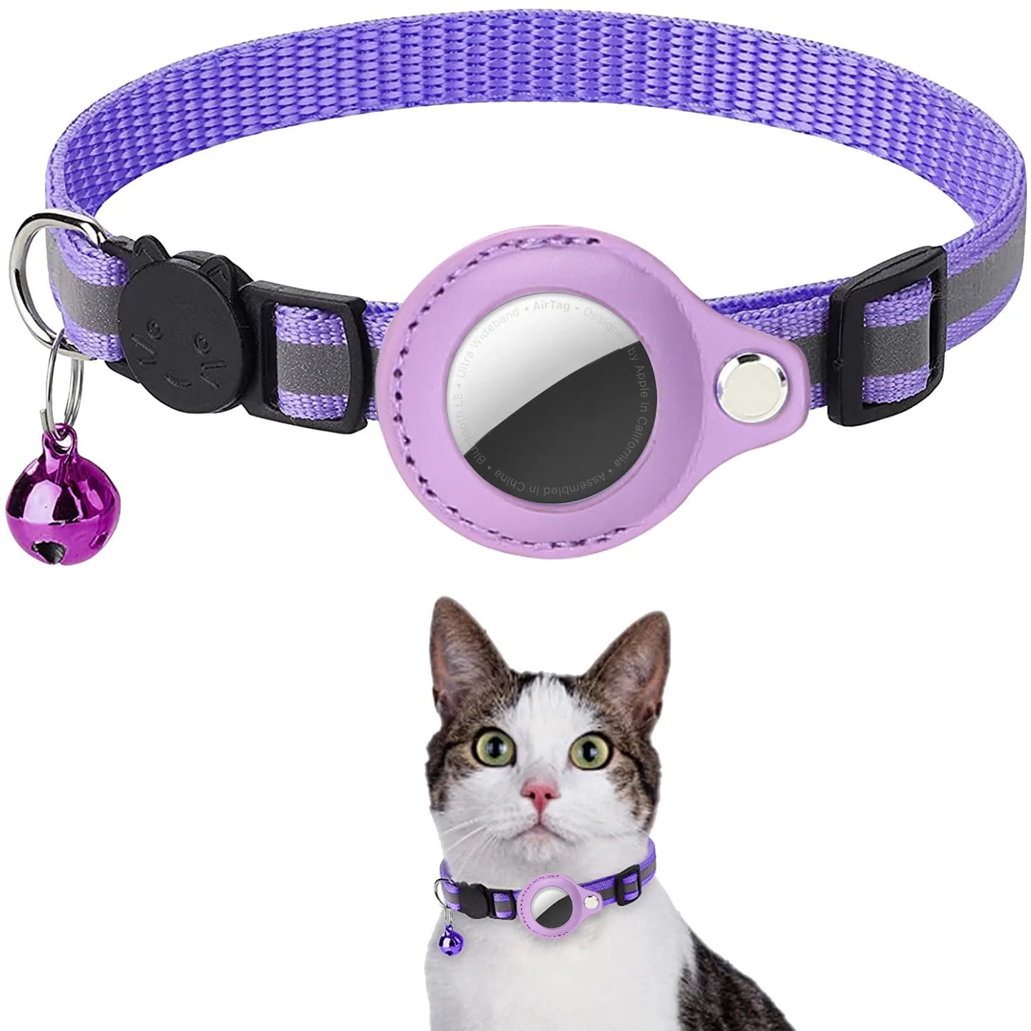 Revolutionary Cat AirTag Holder Collar - Breakaway Safety, Reflective Strips & Waterproof Design for Ultimate Pet Tracking!
