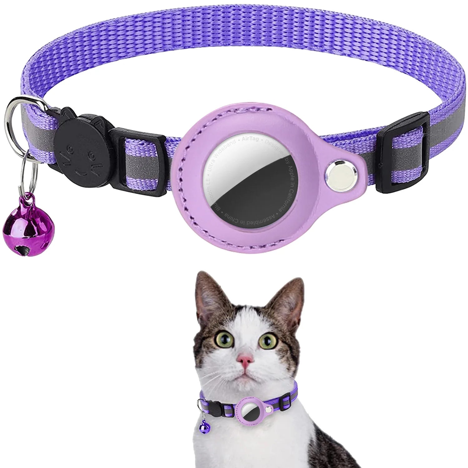 Revolutionary Cat AirTag Holder Collar - Breakaway Safety, Reflective Strips & Waterproof Design for Ultimate Pet Tracking!