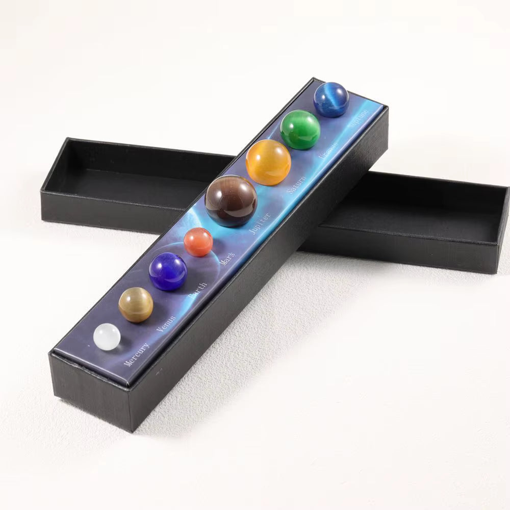 Explore the Universe with Our 9-Planet Solar System Natural Crystal Gemstones Set – Perfect for Home Decor and Meditation!