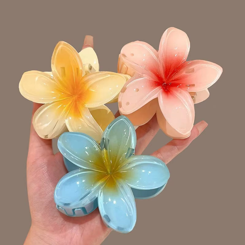 Elevate Your Style with Our New Hawaiian Gradient Flower Hair Clips - Perfect for Beach Vacations!