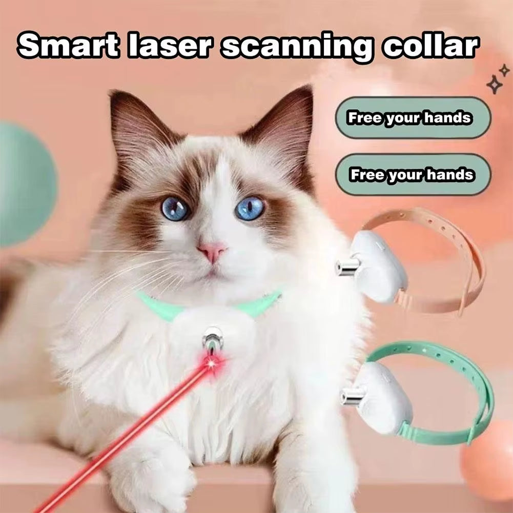 Interactive Rechargeable Laser Cat Collar - Auto Teasing Toy for Happy, Stress-Free Kittens