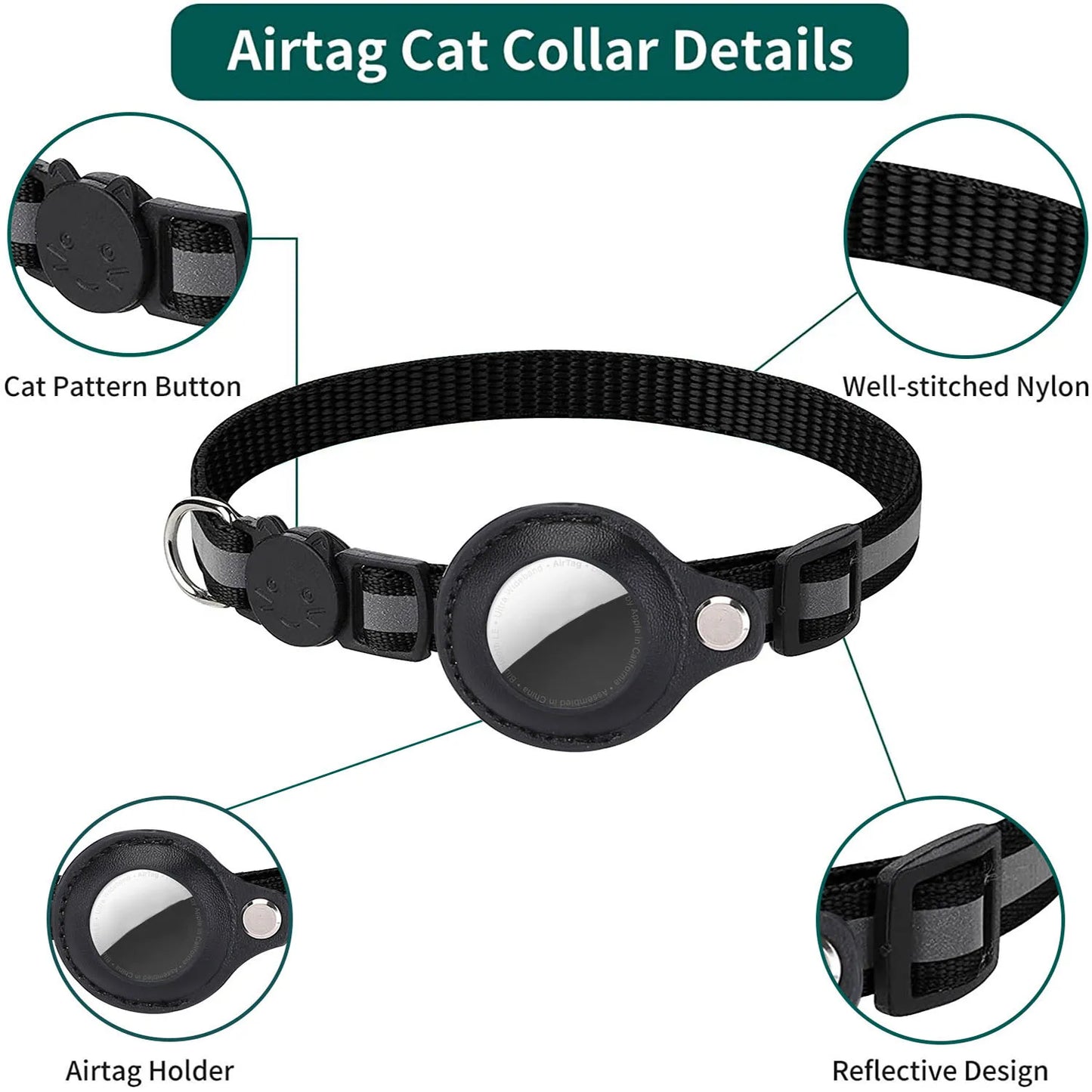 Revolutionary Cat AirTag Holder Collar - Breakaway Safety, Reflective Strips & Waterproof Design for Ultimate Pet Tracking!