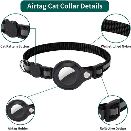 Revolutionary Cat AirTag Holder Collar - Breakaway Safety, Reflective Strips & Waterproof Design for Ultimate Pet Tracking!