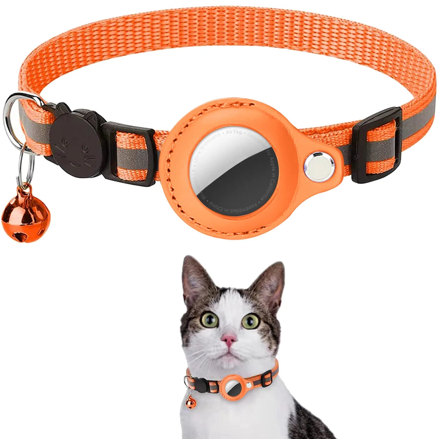 Revolutionary Cat AirTag Holder Collar - Breakaway Safety, Reflective Strips & Waterproof Design for Ultimate Pet Tracking!