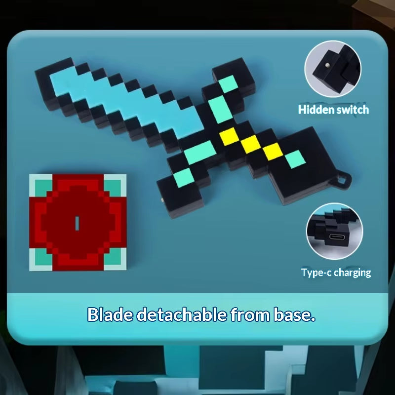 Illuminate Your Style with the Luminous Diamond Sword Key Chain - A Two-in-One Nightlight and Toy Gift!