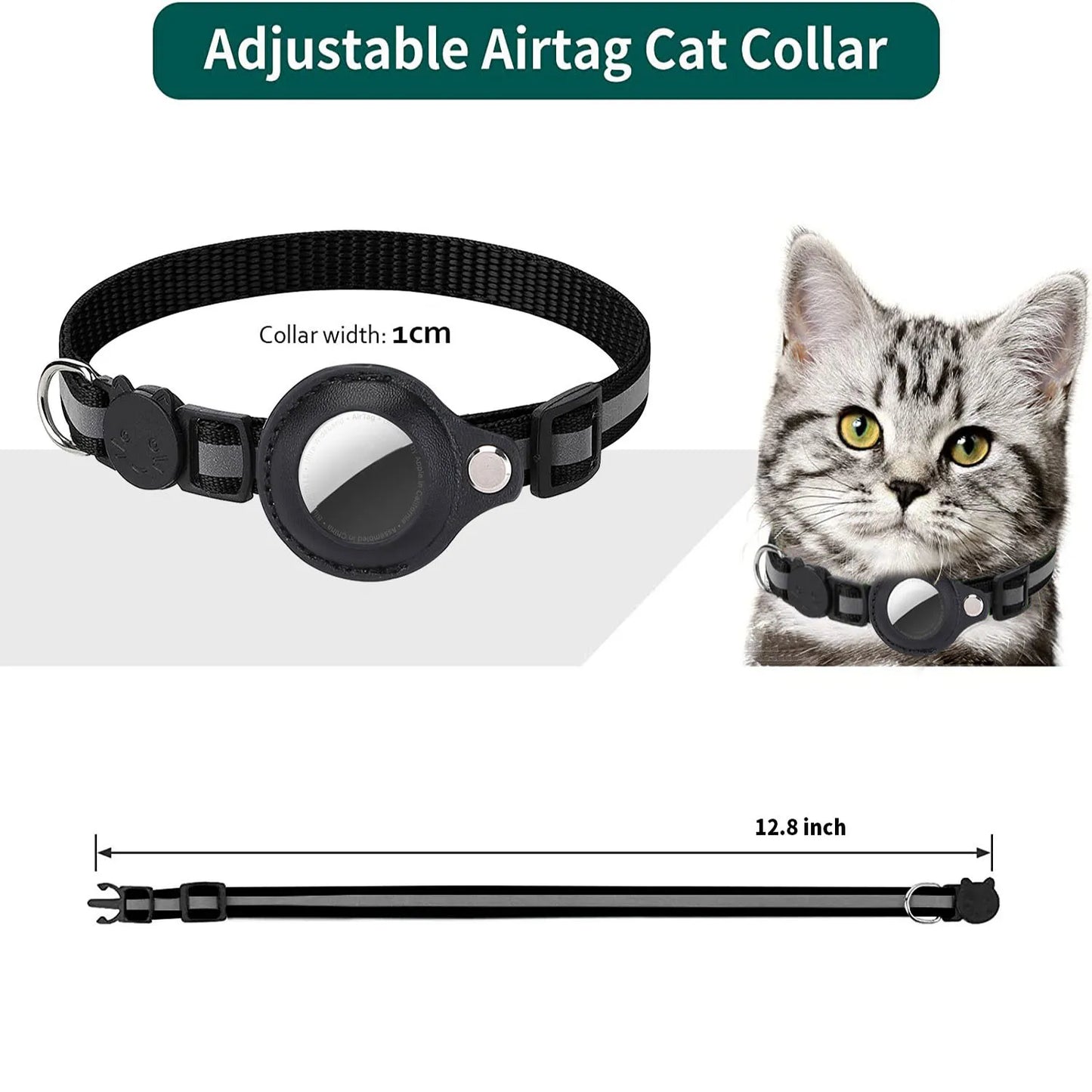 Revolutionary Cat AirTag Holder Collar - Breakaway Safety, Reflective Strips & Waterproof Design for Ultimate Pet Tracking!