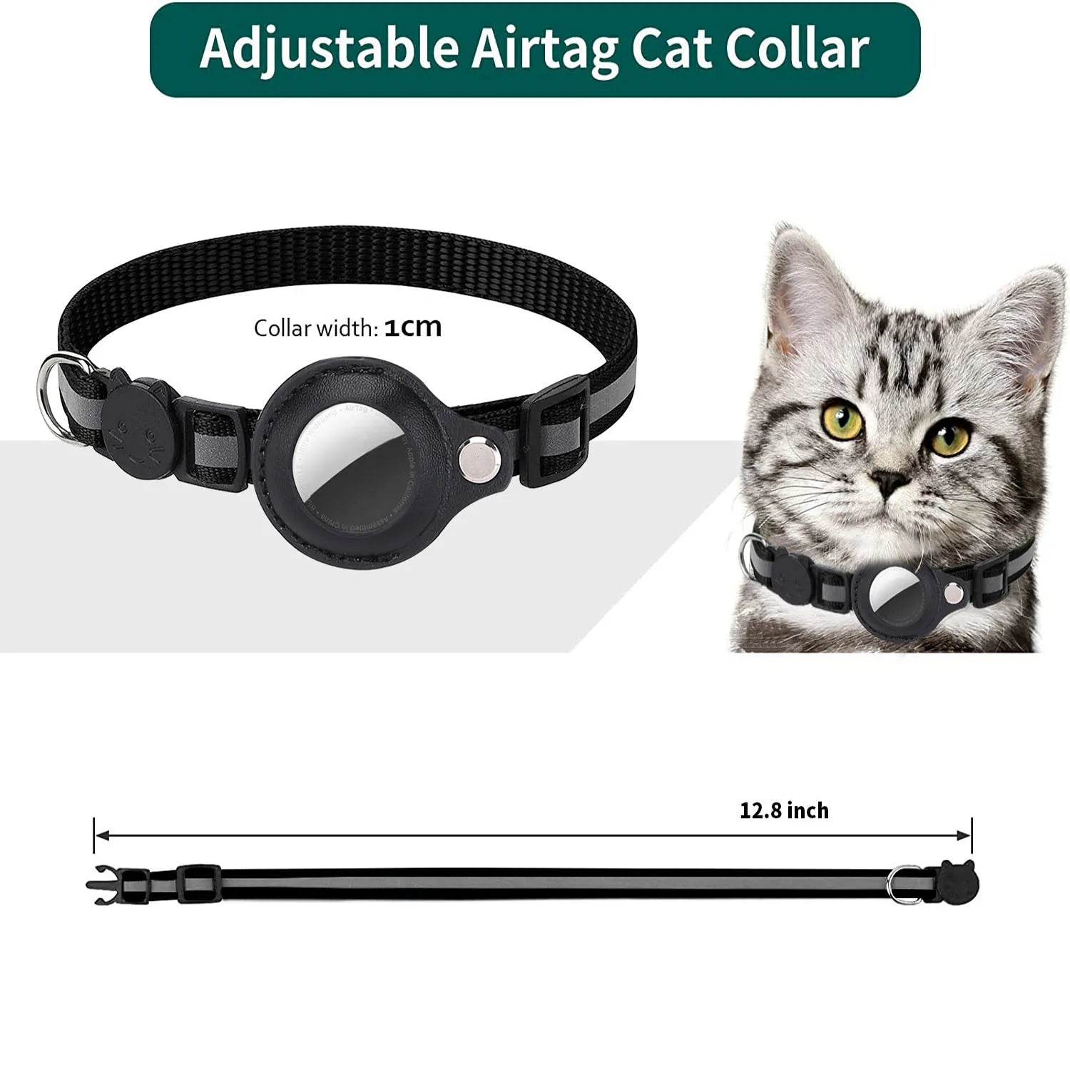 Revolutionary Cat AirTag Holder Collar - Breakaway Safety, Reflective Strips & Waterproof Design for Ultimate Pet Tracking!