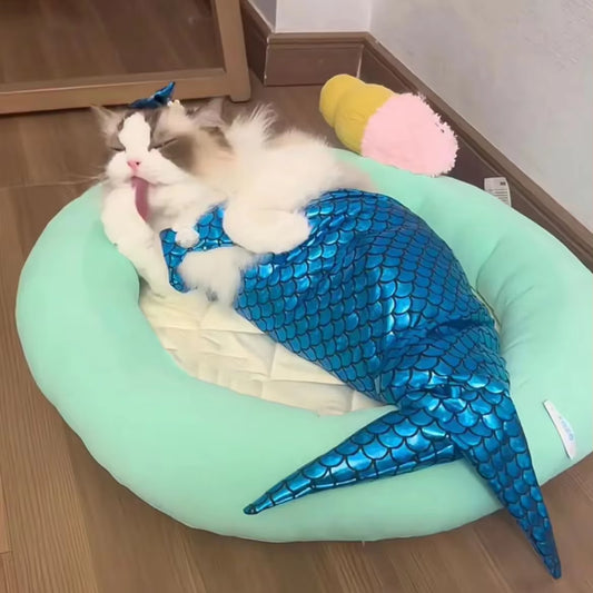 Make a Splash with Our Adorable Cat Mermaid Costume - Perfect for Summer Fun and Halloween!