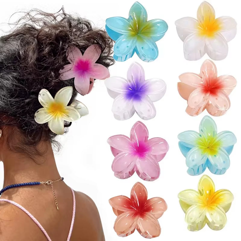 Elevate Your Style with Our New Hawaiian Gradient Flower Hair Clips - Perfect for Beach Vacations!