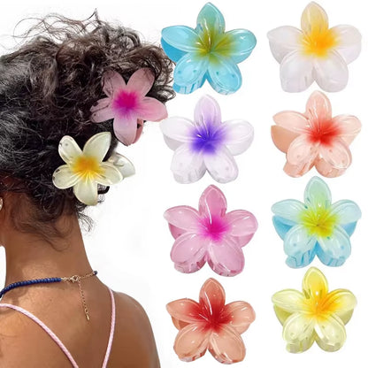 Elevate Your Style with Our New Hawaiian Gradient Flower Hair Clips - Perfect for Beach Vacations!