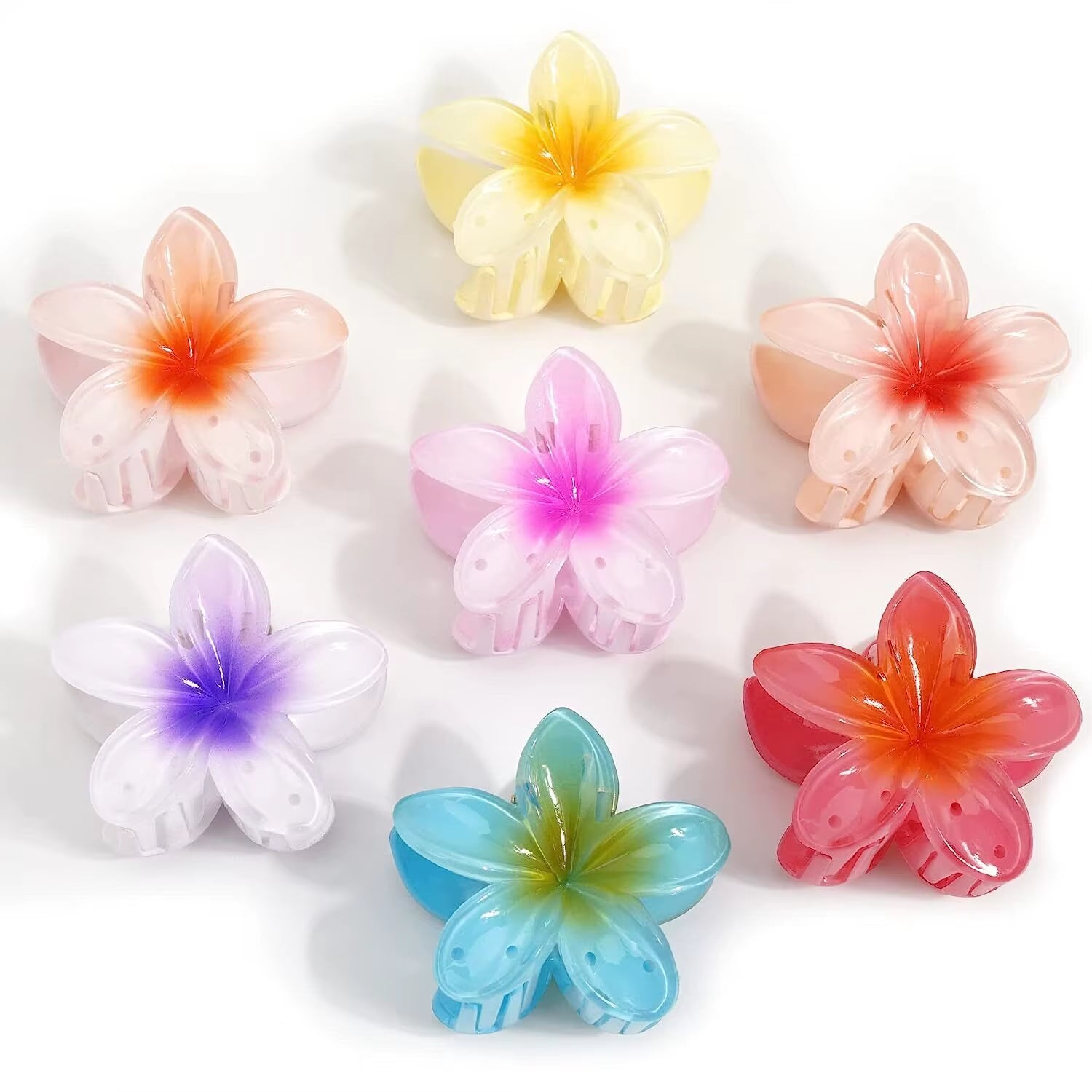 Elevate Your Style with Our New Hawaiian Gradient Flower Hair Clips - Perfect for Beach Vacations!