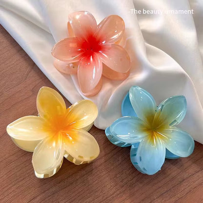 Elevate Your Style with Our New Hawaiian Gradient Flower Hair Clips - Perfect for Beach Vacations!