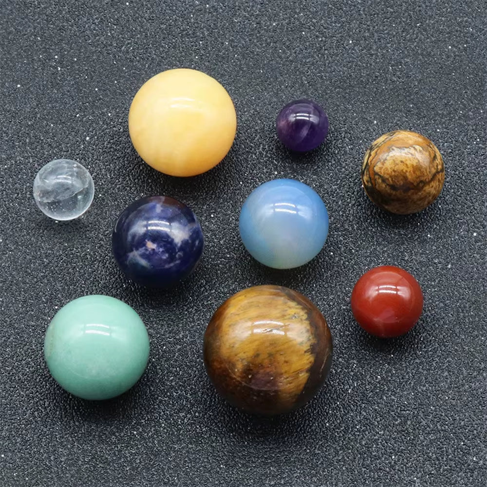 Explore the Universe with Our 9-Planet Solar System Natural Crystal Gemstones Set – Perfect for Home Decor and Meditation!