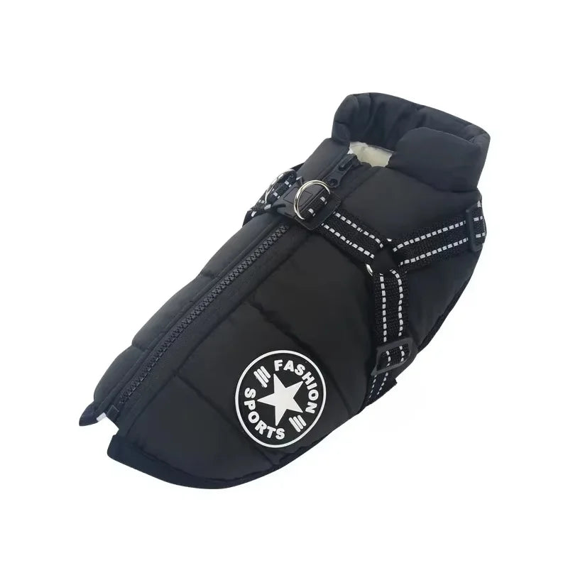 Large Pet Dog Jacket with Harness Winter Warm Dog Clothes for Labrador Waterproof Big Dog Coat Chihuahua French Bulldog Outfits