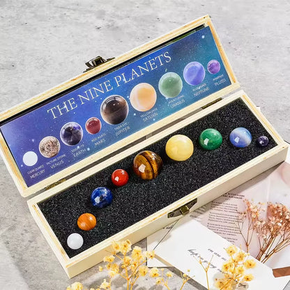 Explore the Universe with Our 9-Planet Solar System Natural Crystal Gemstones Set – Perfect for Home Decor and Meditation!