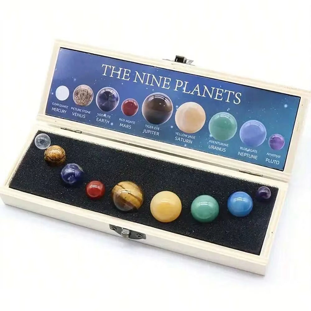 Explore the Universe with Our 9-Planet Solar System Natural Crystal Gemstones Set – Perfect for Home Decor and Meditation!