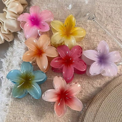 Elevate Your Style with Our New Hawaiian Gradient Flower Hair Clips - Perfect for Beach Vacations!