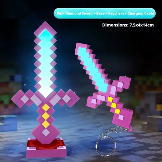 Illuminate Your Style with the Luminous Diamond Sword Key Chain - A Two-in-One Nightlight and Toy Gift!