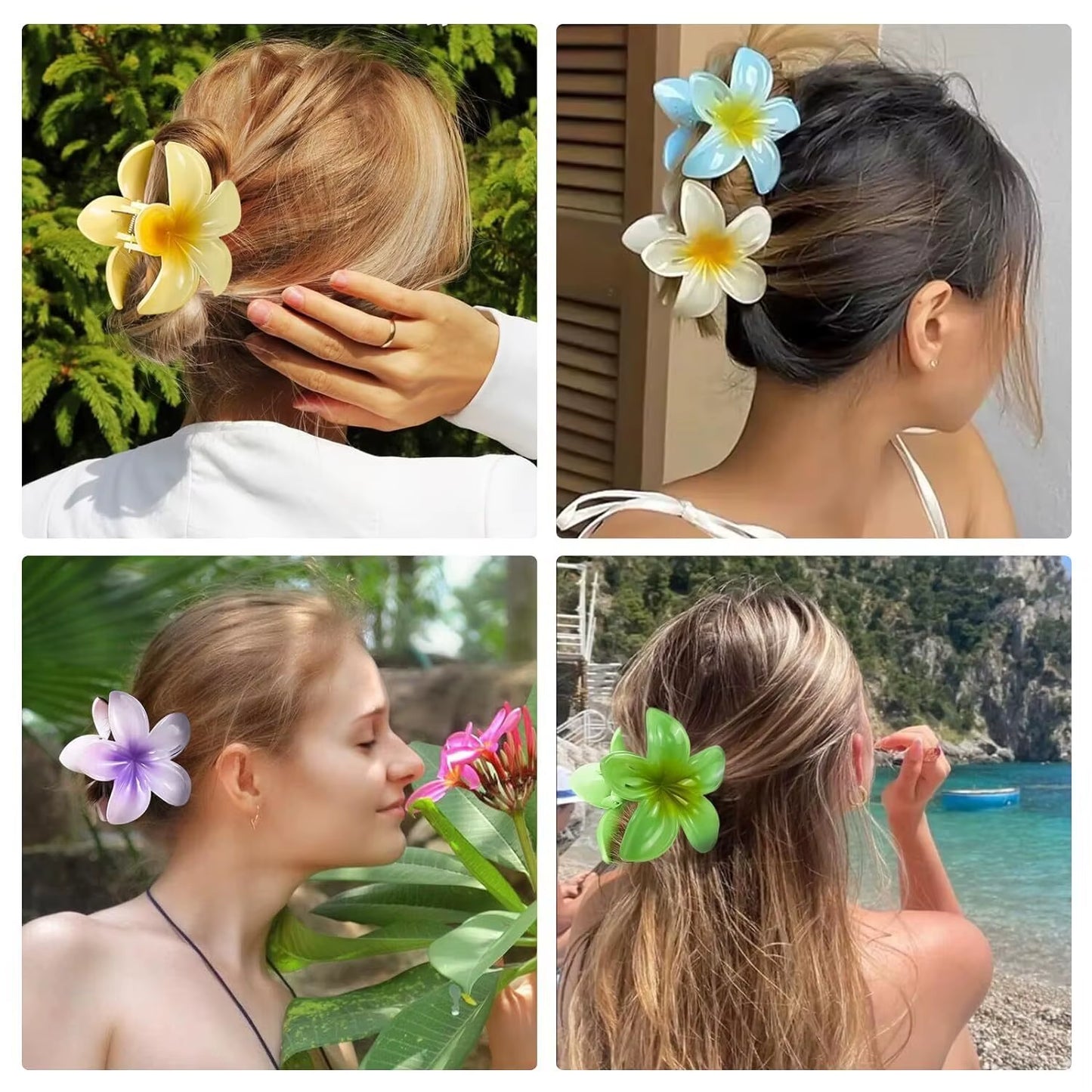 Elevate Your Style with Our New Hawaiian Gradient Flower Hair Clips - Perfect for Beach Vacations!