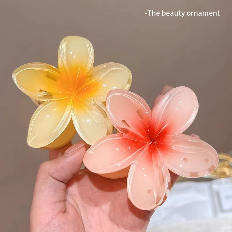 Elevate Your Style with Our New Hawaiian Gradient Flower Hair Clips - Perfect for Beach Vacations!