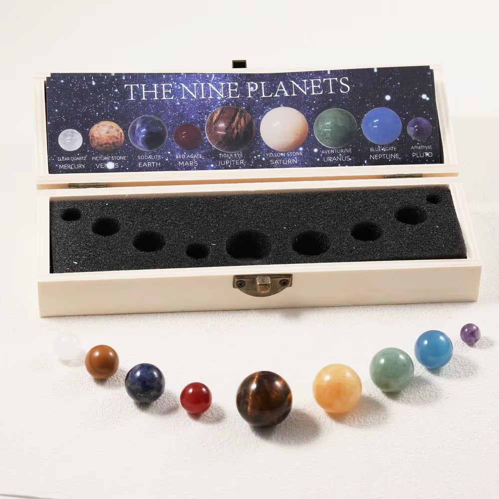 Explore the Universe with Our 9-Planet Solar System Natural Crystal Gemstones Set – Perfect for Home Decor and Meditation!