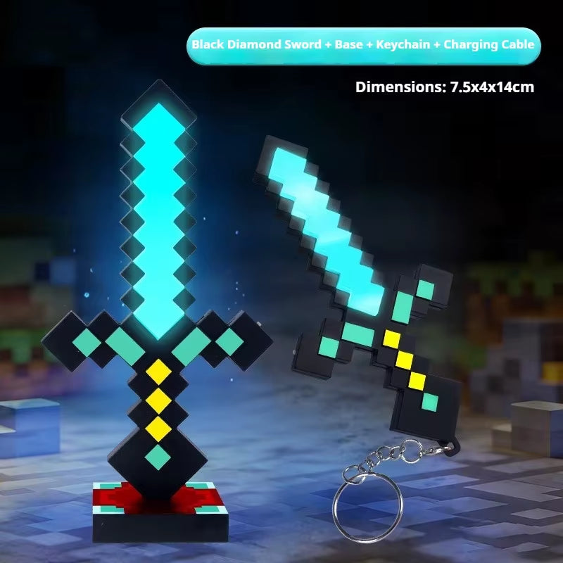 Illuminate Your Style with the Luminous Diamond Sword Key Chain - A Two-in-One Nightlight and Toy Gift!
