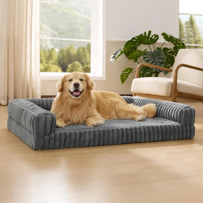Ultimate Comfort for Your Large Dog: Bedsure Comfyfleece Orthopedic Waterproof Memory Foam Bed with Cozy Bolster and Washable Cover