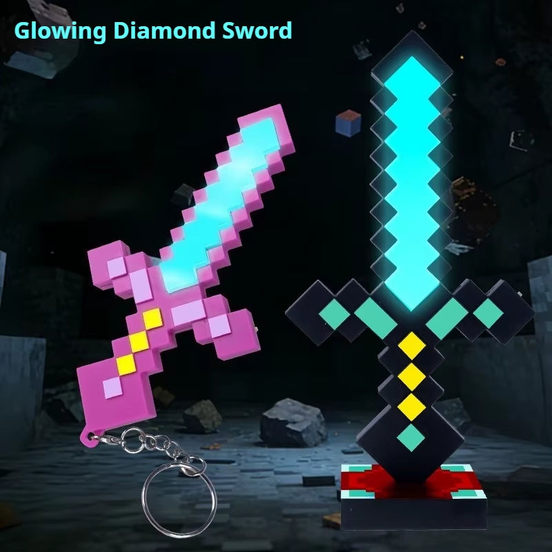Illuminate Your Style with the Luminous Diamond Sword Key Chain - A Two-in-One Nightlight and Toy Gift!
